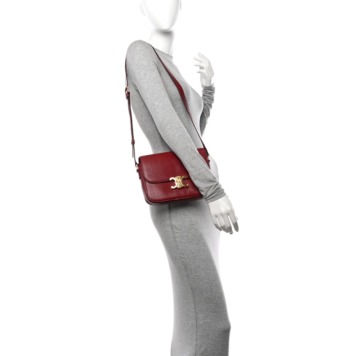 Celine Lizard Medium Triomphe Light Burgundy 3 of 12