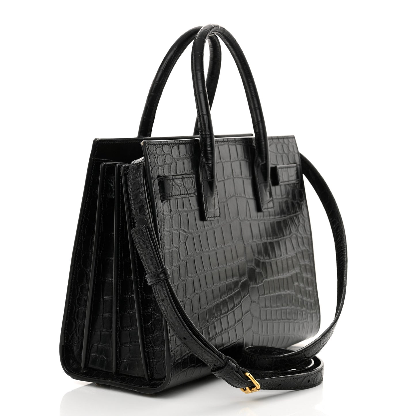 Calfskin Crocodile Embossed Baby Sac De Jour Black