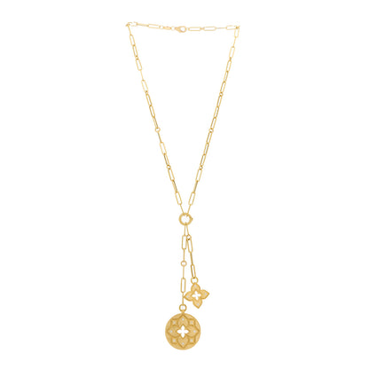 Roberto Coin 18K Yellow Gold Diamond Venetian Princess Double Medallion Y Necklace 3 of 6