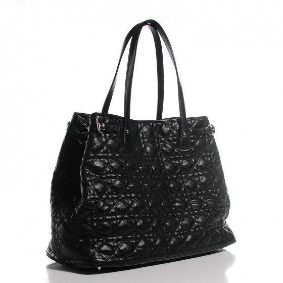 Coated Canvas Cannage Medium Panarea Tote Black