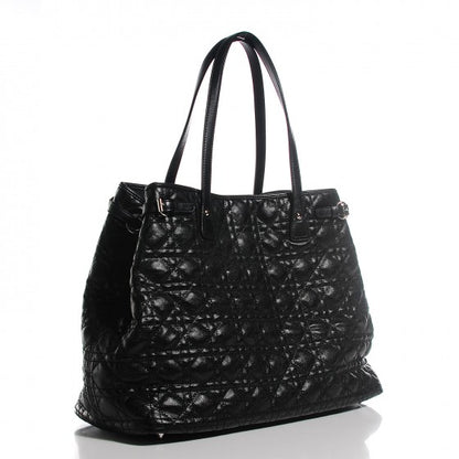 Christian Dior Coated Canvas Cannage Medium Panarea Tote Black 3 of 16
