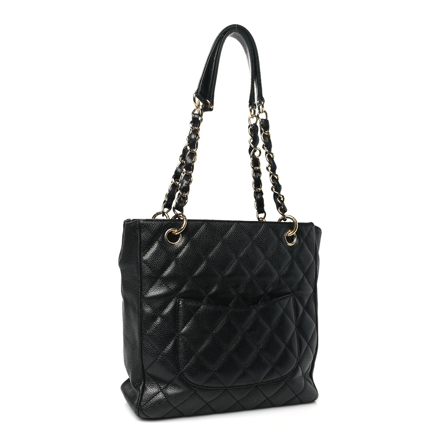 Caviar Quilted Petit Shopping Tote PST Black