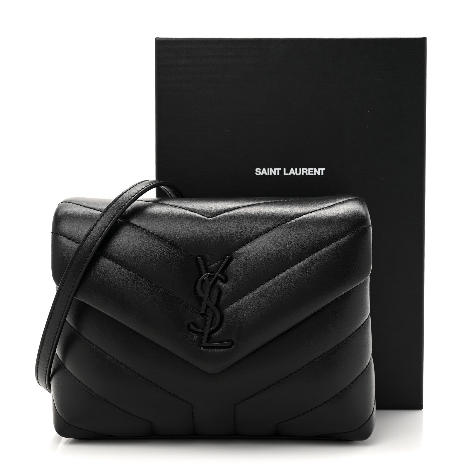 Saint Laurent Calfskin Y Quilted Monogram Monochrome Toy Loulou Crossbody Bag Black 12 of 12