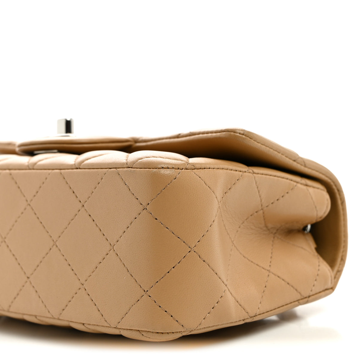 Chanel Lambskin Quilted Mini Rectangular Flap Beige 10 of 13