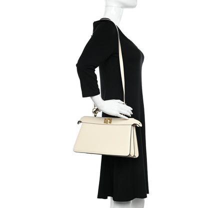 Fendi Vitello King Luxor Shiny Nappa Medium Peekaboo I SEE U East West Satchel White Light Rose 3 of 14