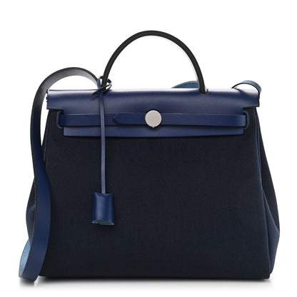 Hermes Military Toile Vache Hunter Herbag Zip 31 PM Bleu Marine Bleu Saphir 3 of 11