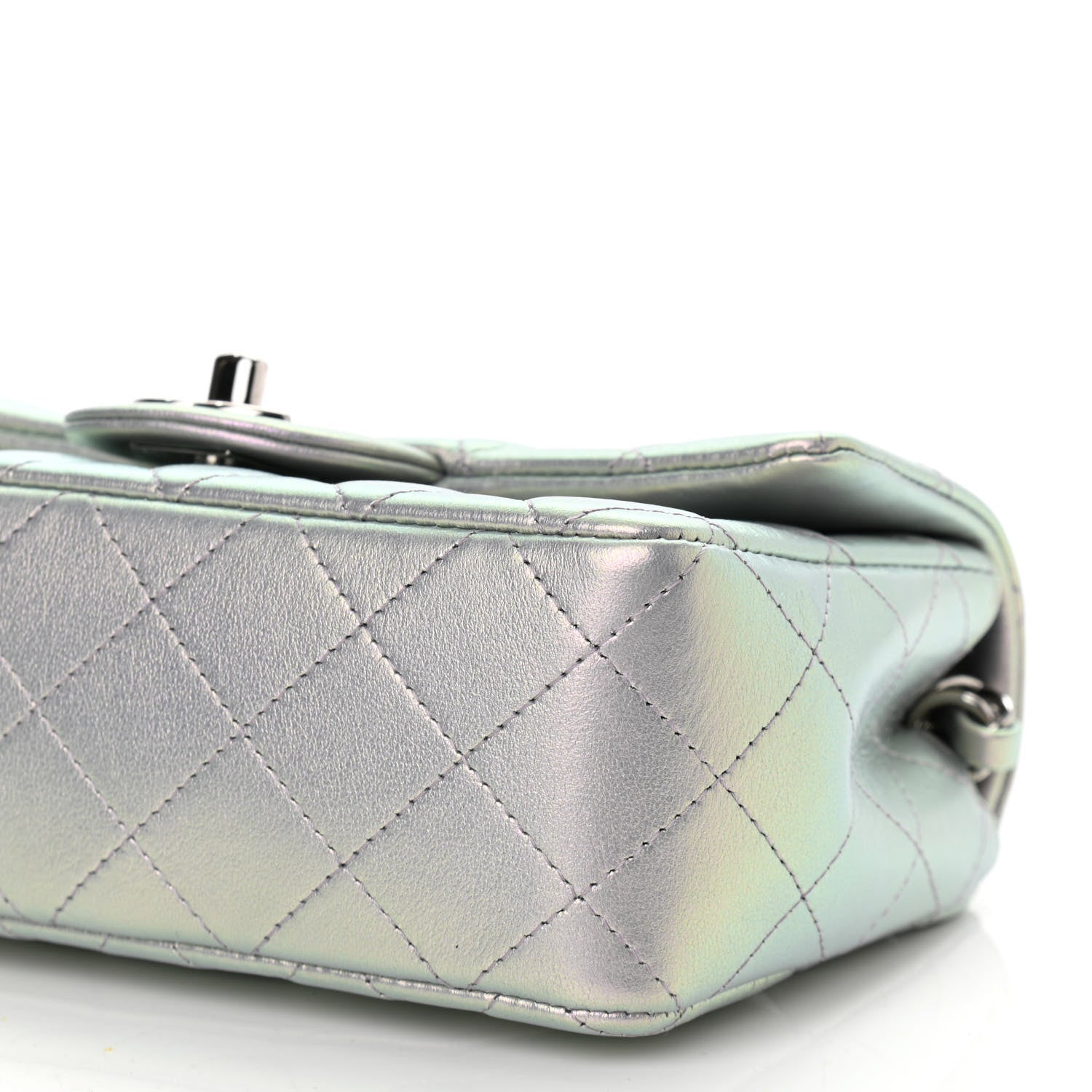 Chanel Iridescent Calfskin Quilted Mini Rectangular Flap Light Purple 10 of 11