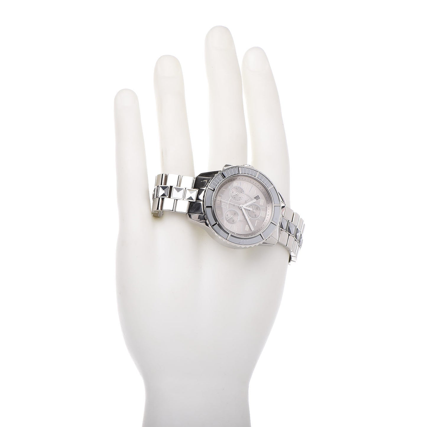 Stainless Steel Sapphire 38mm Christal Chronograph Quartz Watch Grey