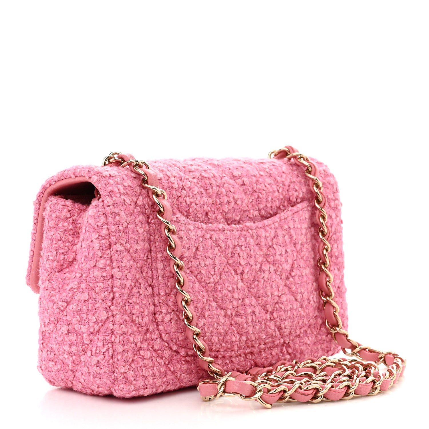 Chanel Tweed Quilted Mini Rectangular Flap Pink 3 of 11
