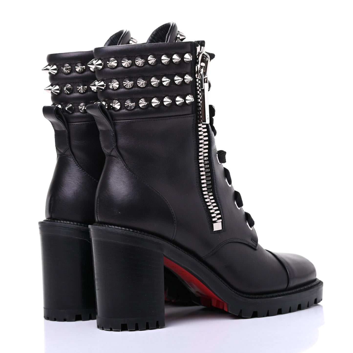 Calfskin Winter Spikes 70 Combat Boots 36 Black