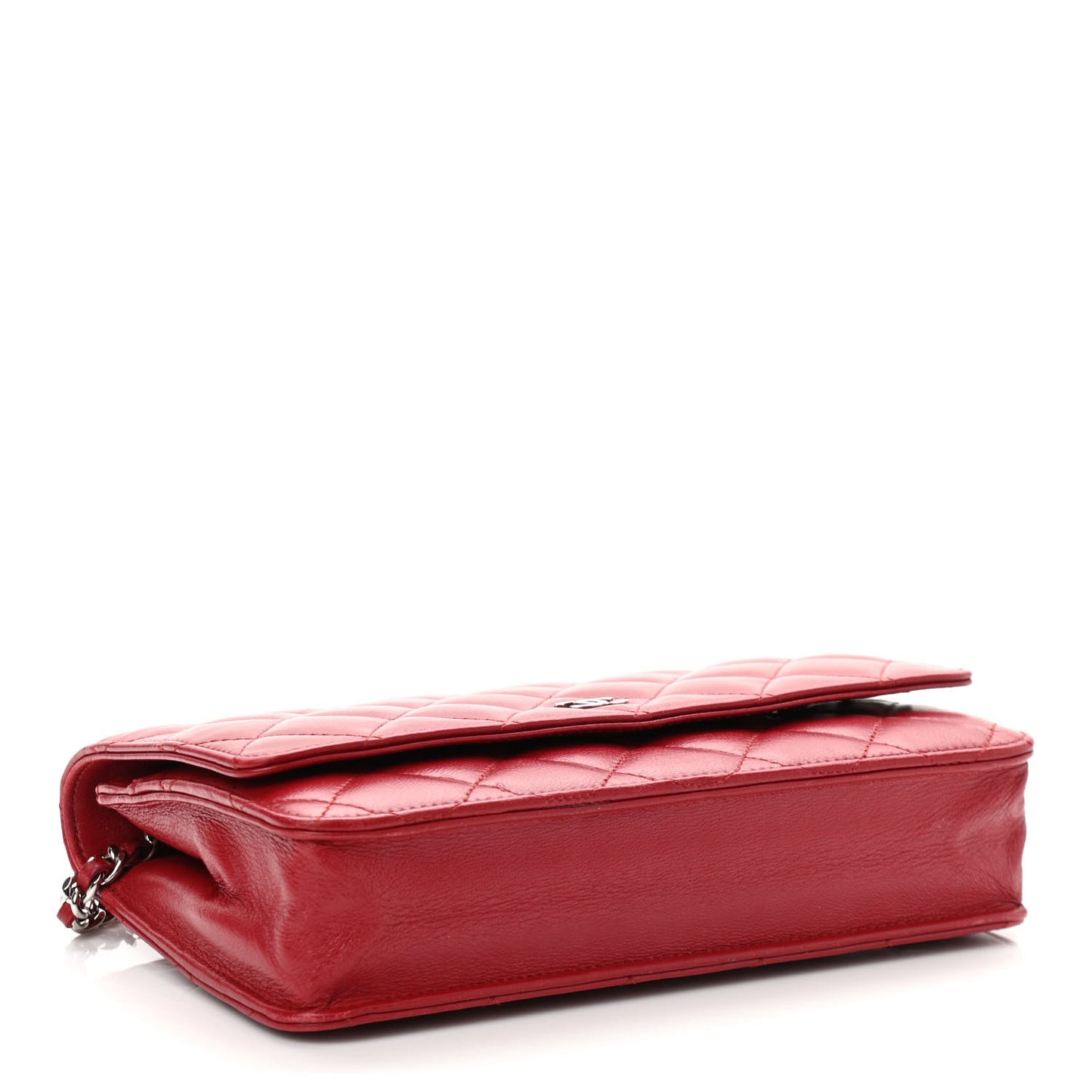 Lambskin Quilted Wallet On Chain WOC Red