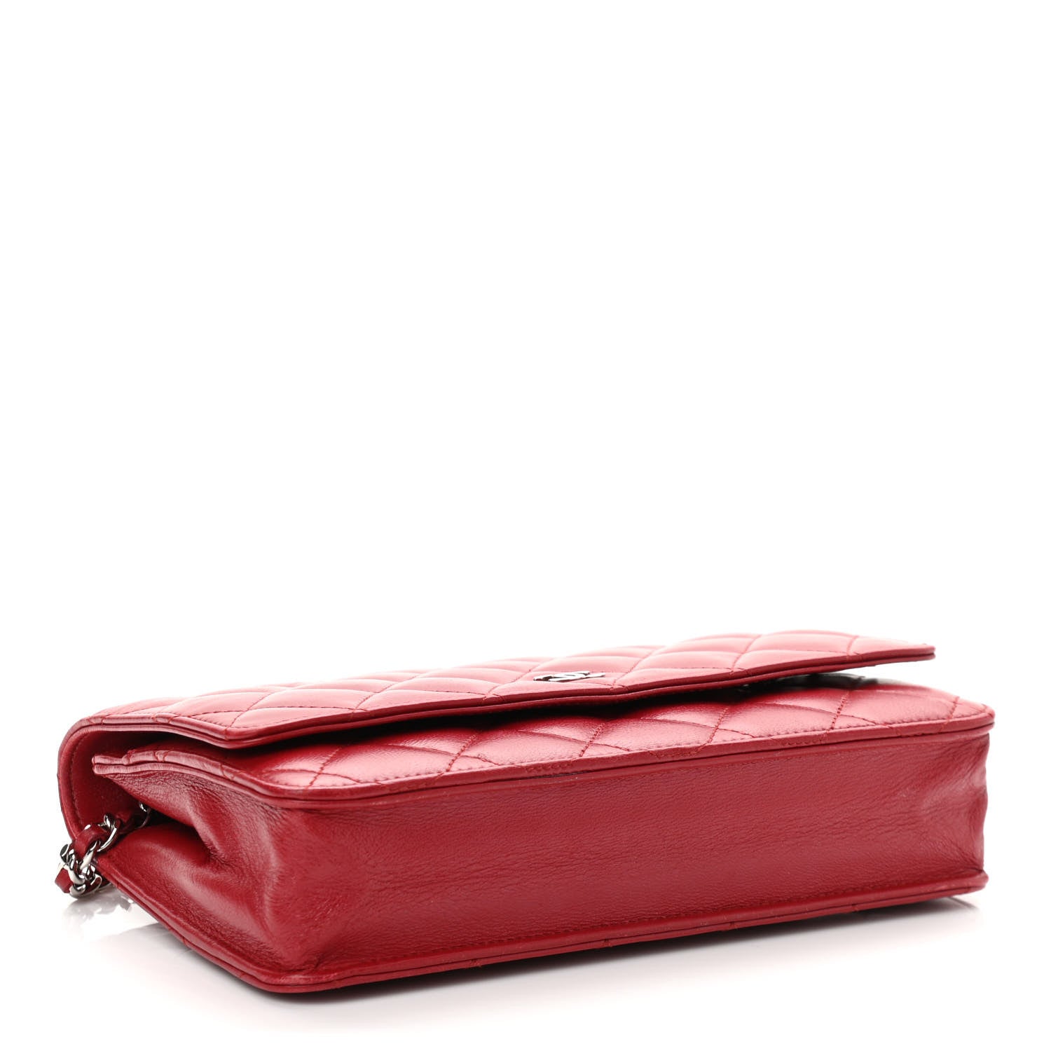 Chanel Lambskin Quilted Wallet On Chain WOC Red 4 of 11