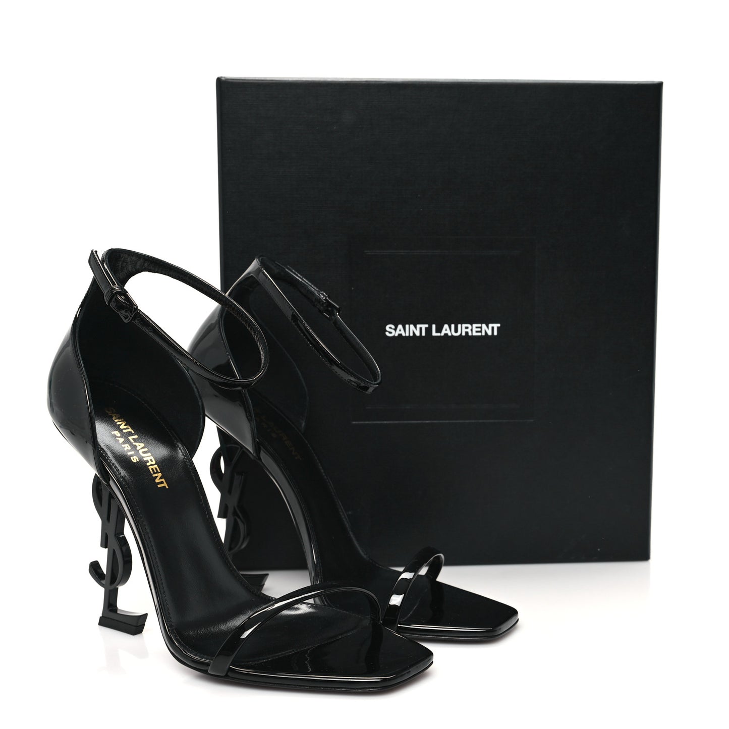 Patent Calfskin Opyum 110 Sandals 39 Black