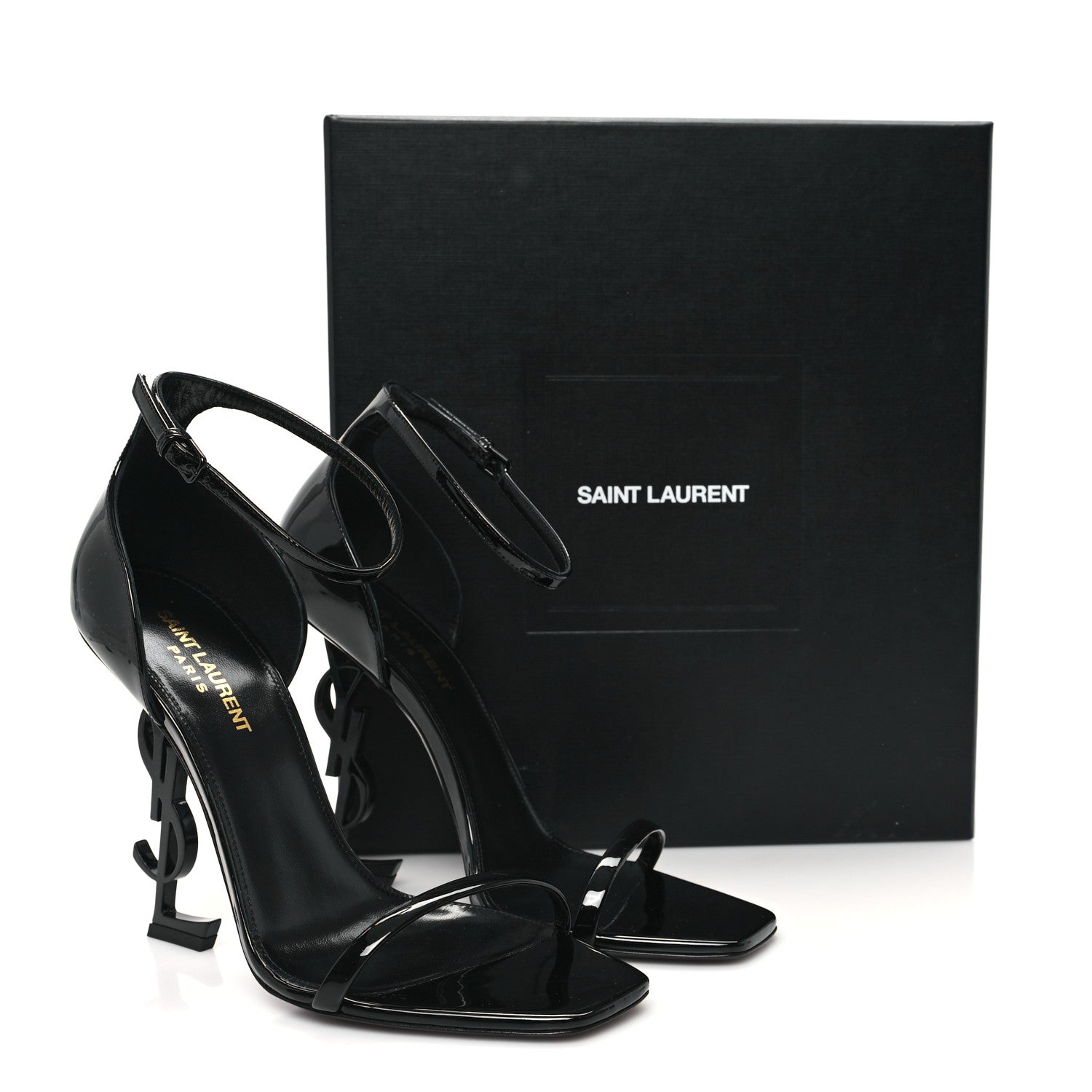 Saint Laurent Patent Calfskin Opyum 110 Sandals 39 Black 10 of 10