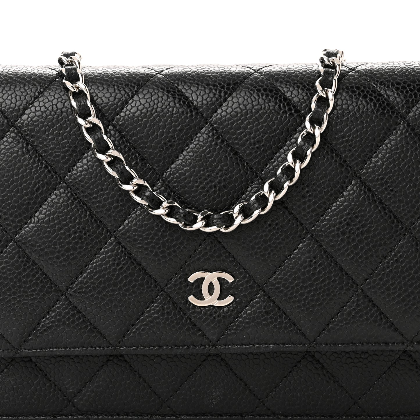 Caviar Quilted Wallet on Chain WOC Black