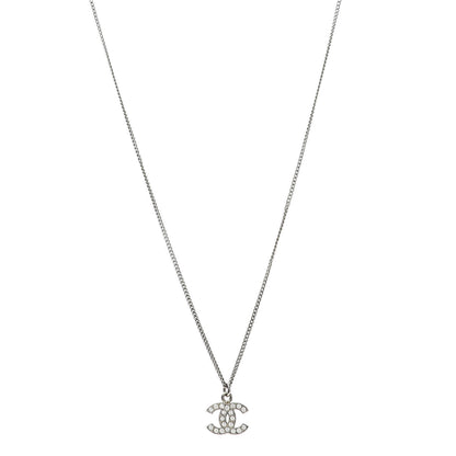 Chanel Crystal Timeless CC Necklace Silver 1 of 6