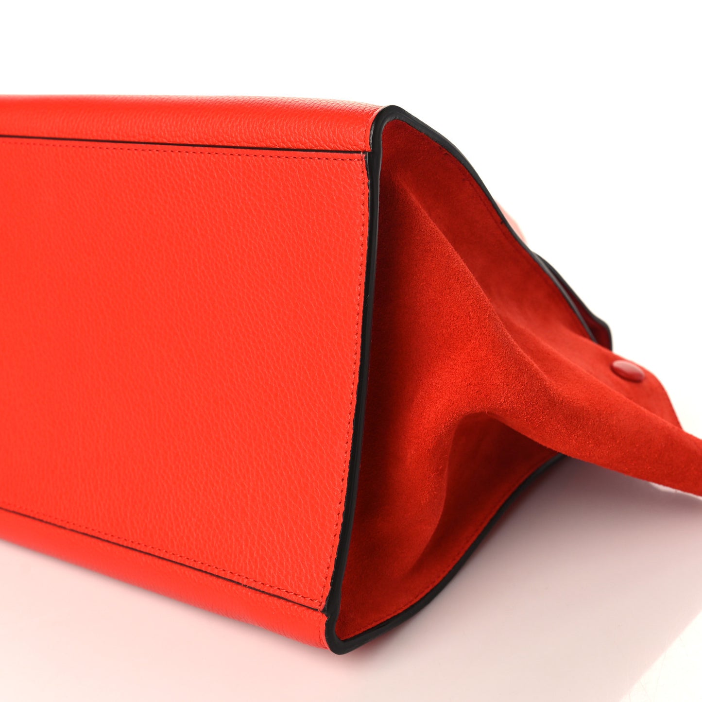 Drummed Calfskin Suede Medium Trapeze Vermillion