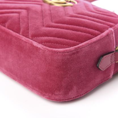 Gucci Velvet Matelasse Small GG Marmont Chain Shoulder Bag Light Raspberry Rose 9 of 10