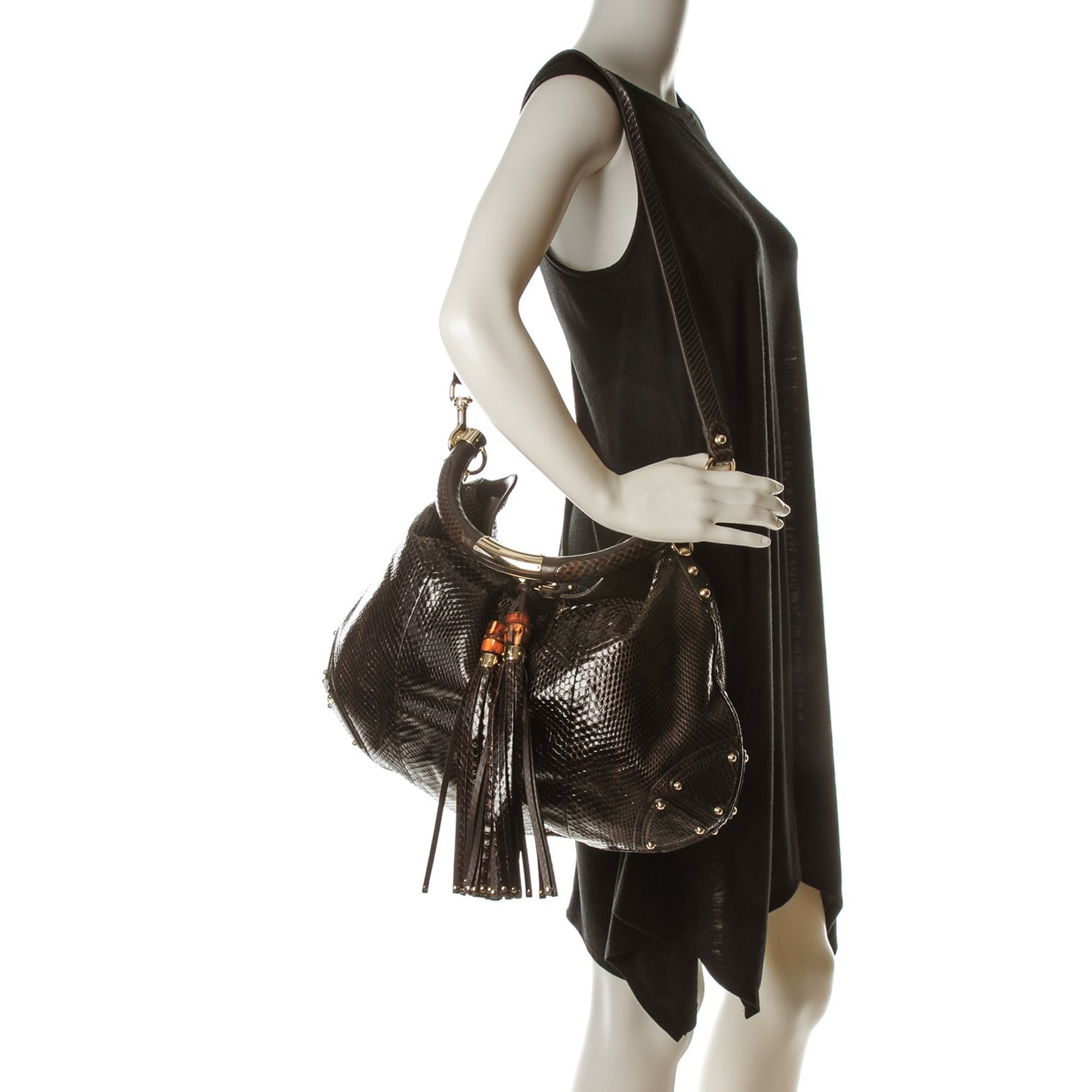 Python Large Indy Top Handle Hobo Brown