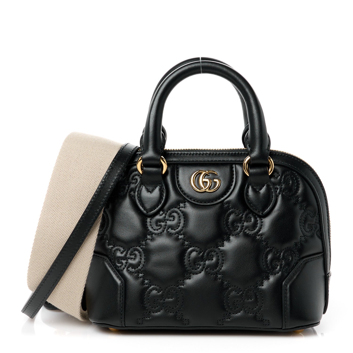 Gucci Calfskin GG Matelasse Mini Top Handle Bag Black 1 of 11