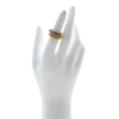 David Yurman 18K Yellow Gold Diamond 11mm Wide Crossover Ring 51 5.75 2 of 4