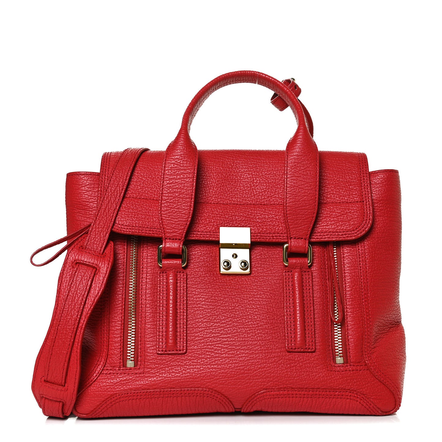 Textured Calfskin Medium Pashli Satchel Red