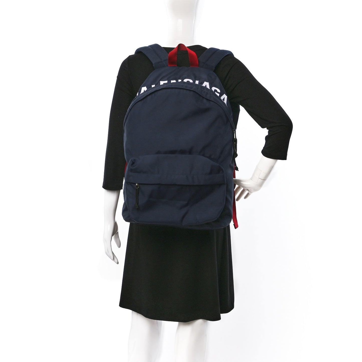 Sport Nylon Logo Embroidered Wheel Backpack Navy Blue Red