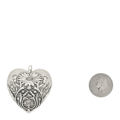 Tiffany Sterling Silver Large Ziegfeld Daisy Heart Locket Pendant 2 of 4