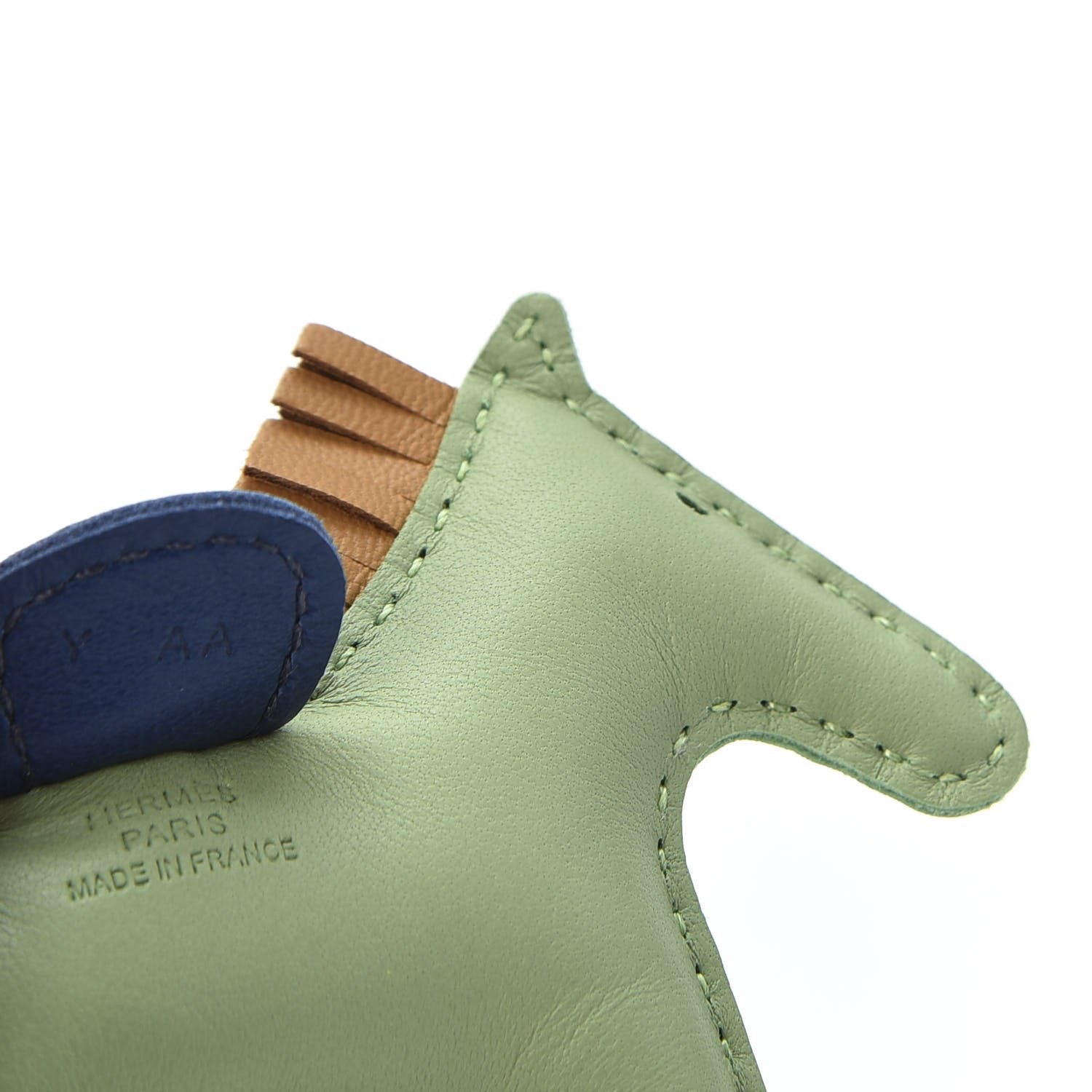 Hermes Milo Lambskin Grigri Rodeo Horse Bag Charm PM Vert Criquet Sesame Bleu de Malte 4 of 5
