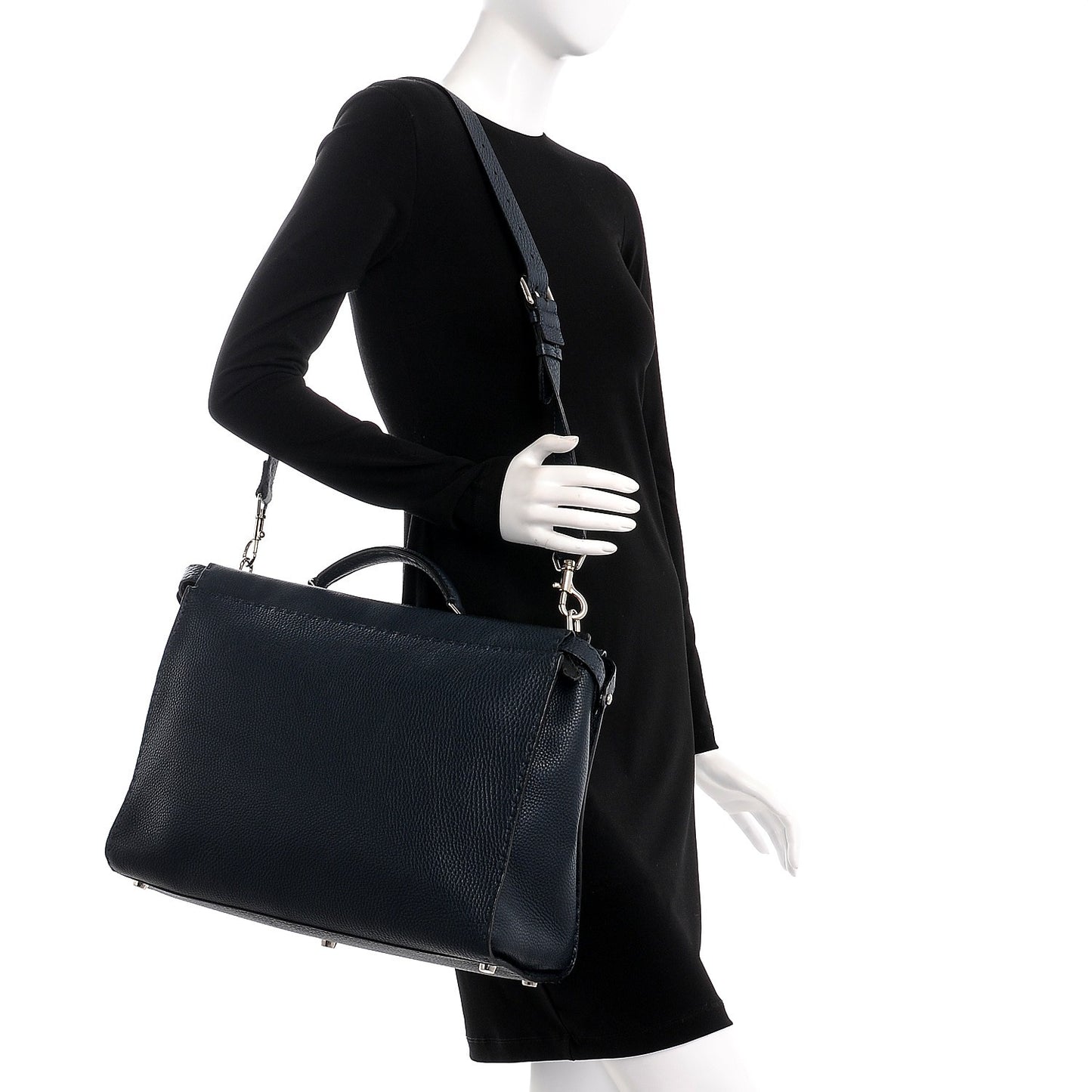 Cuoio Romano Selleria Bi-Color Large Mens Peekaboo Iconic Essential Satchel Lavagna Black