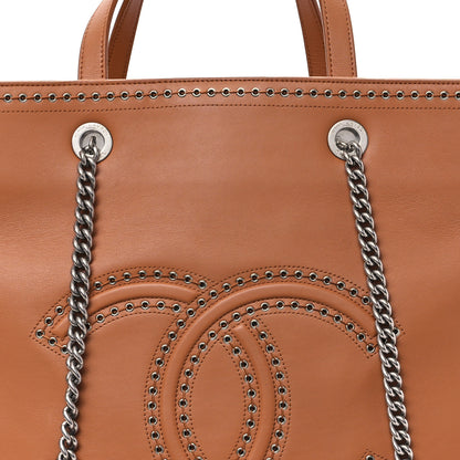 Chanel Calfskin Large Coco Eyelets Shopping Tote Camel 8 of 12