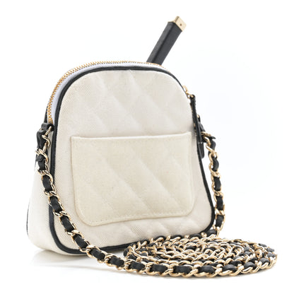 Chanel Canvas Calfskin Tennis Racket Mini Bag White Black 4 of 11