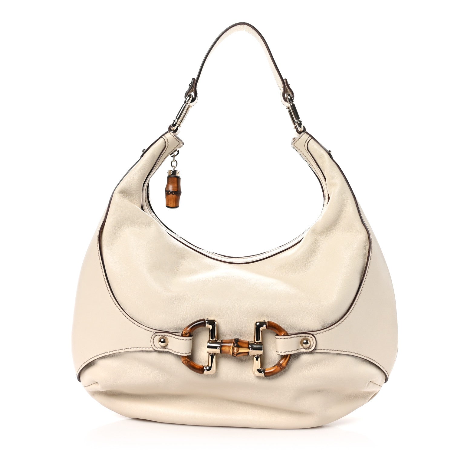 Gucci Monogram Bamboo Horsebit Amalfi Hobo Mystic White 1 of 10