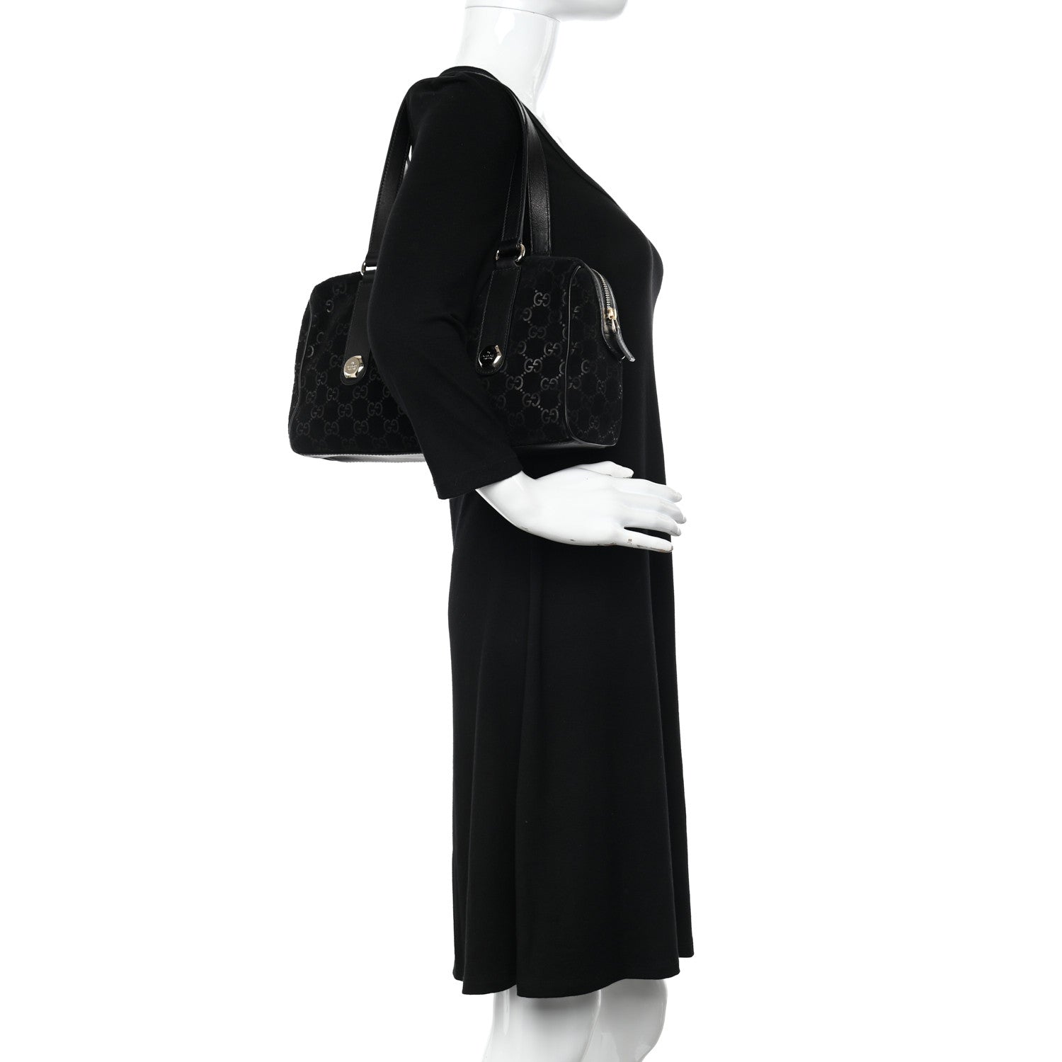 Gucci Guccissima Suede Charmy Boston Black 2 of 10