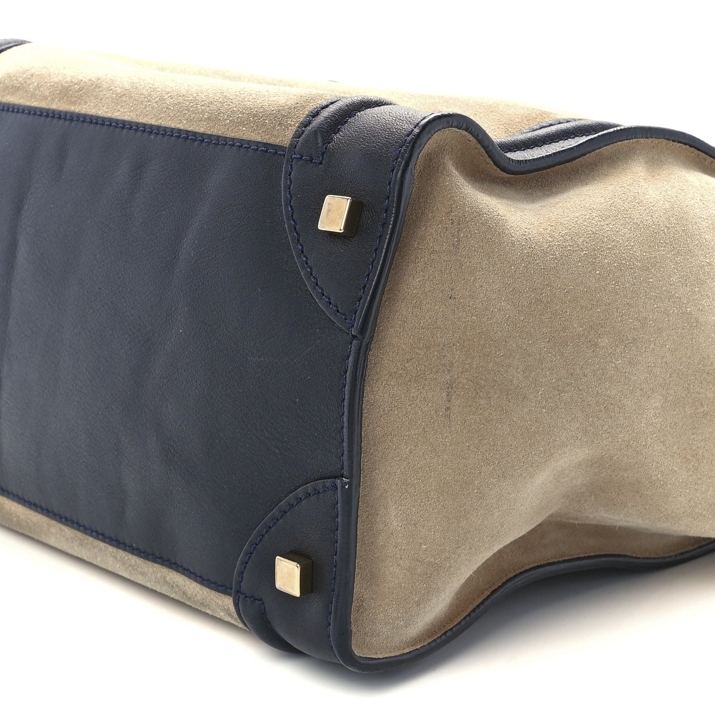 Smooth Calfskin Suede Mini Bi-Color Luggage Navy Dune