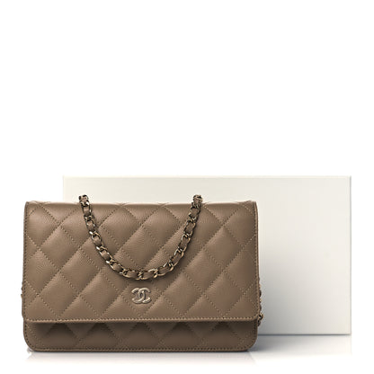 Chanel Metallic Caviar Quilted Wallet On Chain WOC Dark Gold 10 of 10