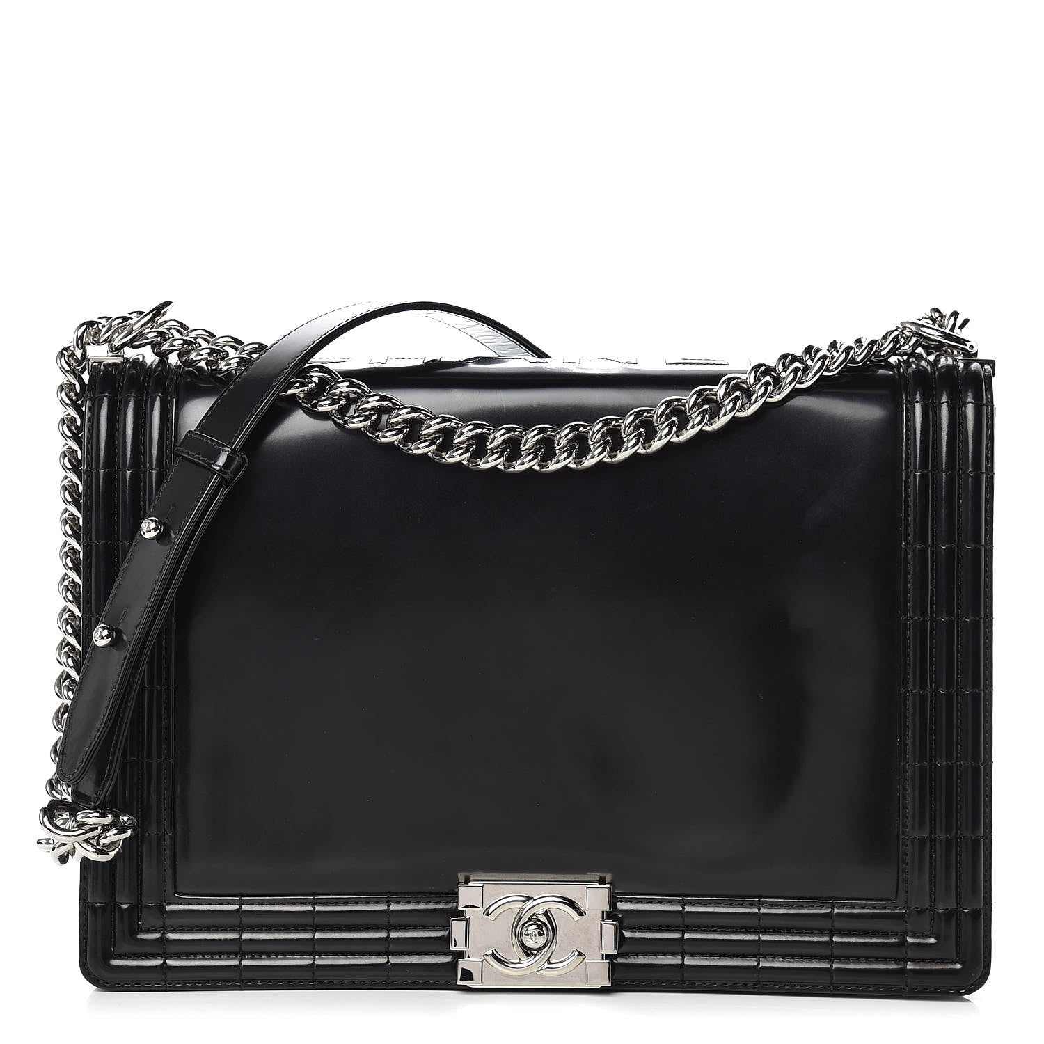 Chanel Glazed Calfskin Large Boy Flap Black 1 of 16