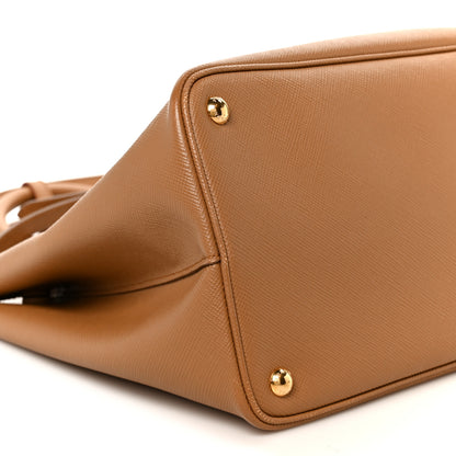 Prada Saffiano Cuir Large Double Bag Caramel Fuoco 11 of 12