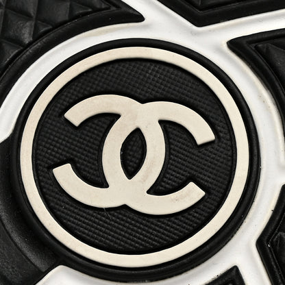 Chanel Mesh Suede Grained Calfskin Womens CC Sneakers 39 White Black 7 of 9