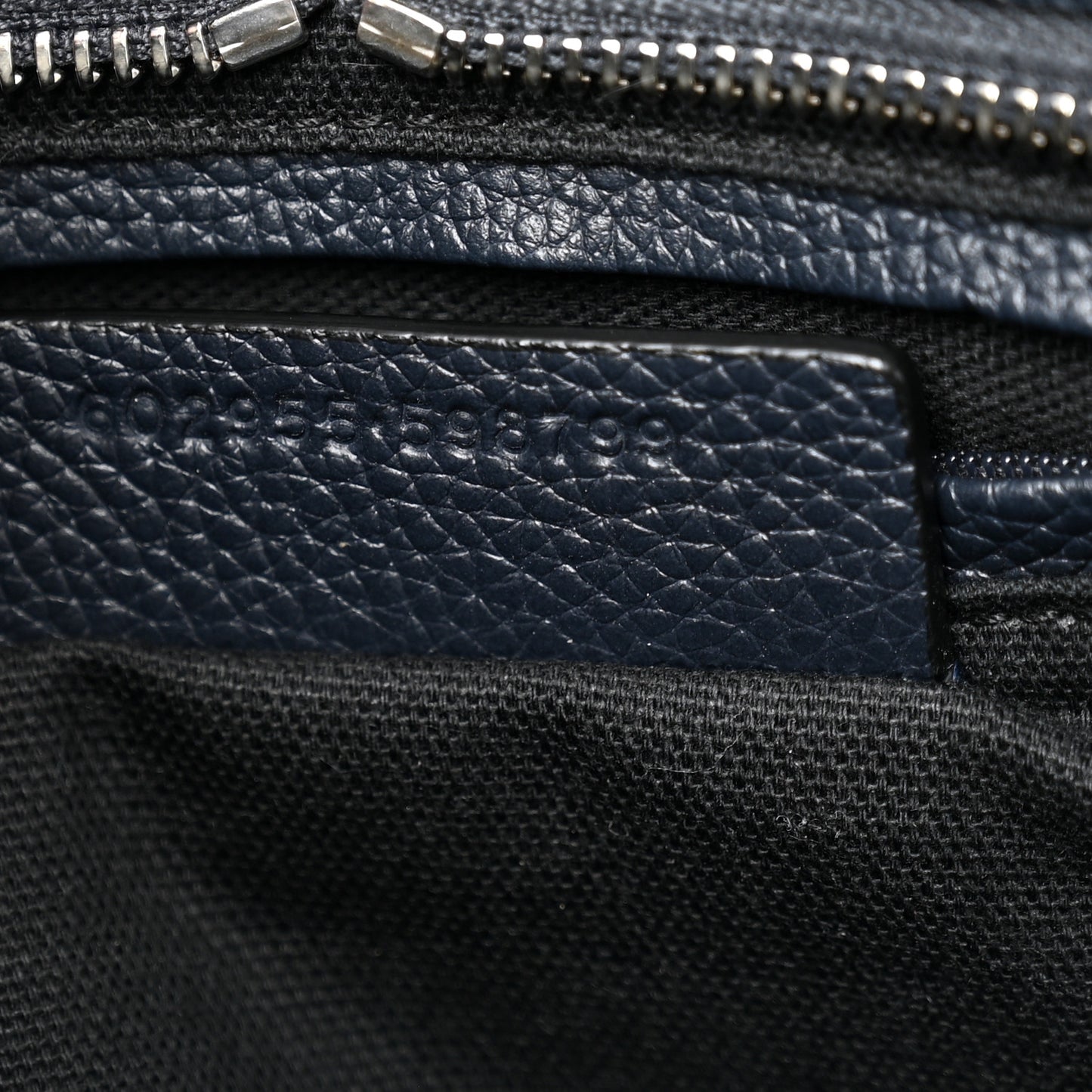 Pebbled Calfskin Small Skull Padlock Zip Around Tote Navy