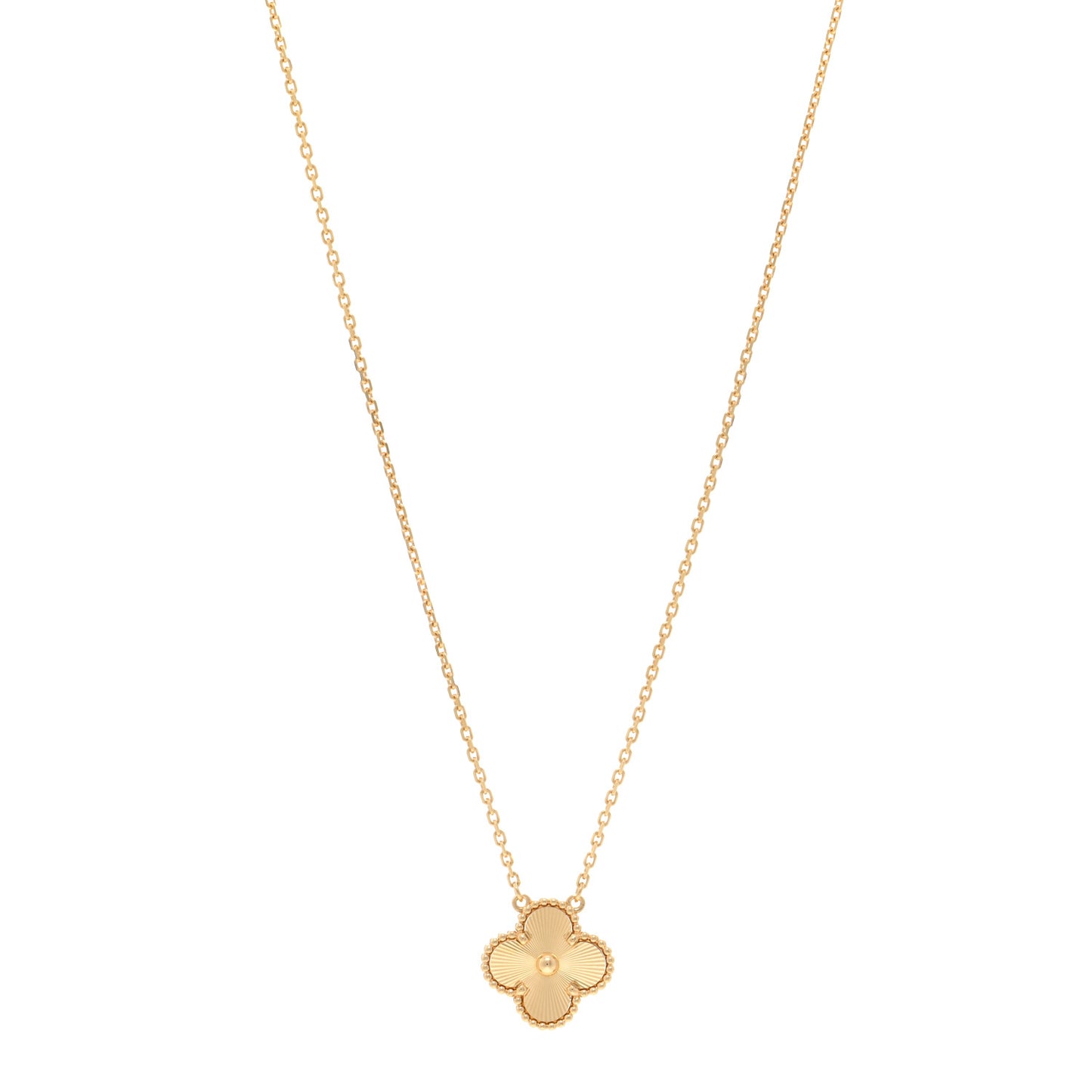 18K Yellow Gold Guilloche Vintage Alhambra Pendant Necklace