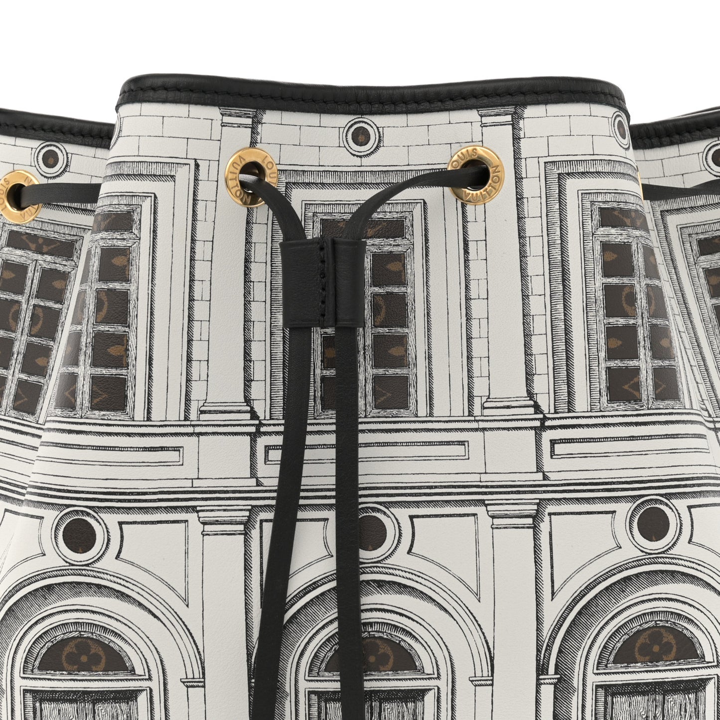 X FORNASETTI Calfskin Architettura Noe MM Black White
