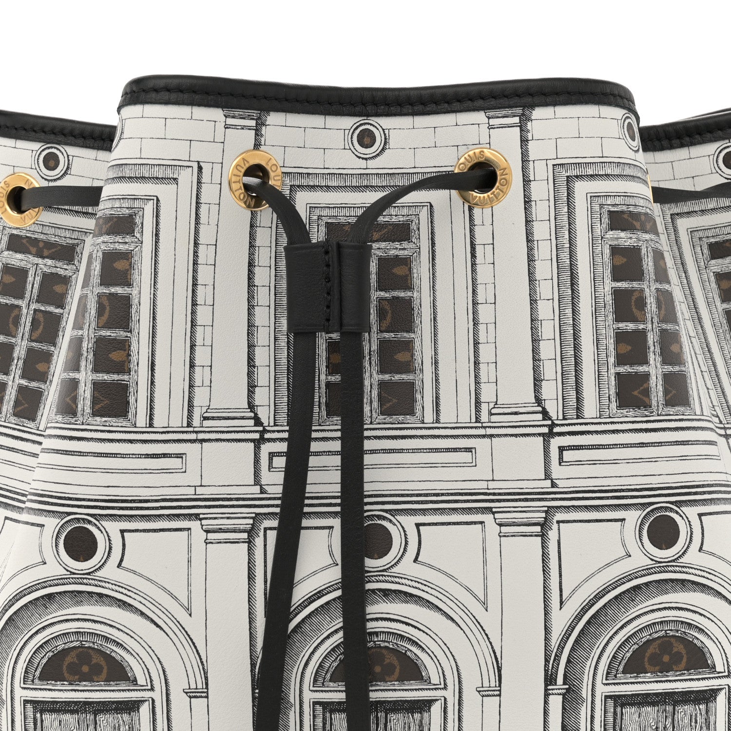Louis Vuitton X FORNASETTI Calfskin Architettura Noe MM Black White 7 of 10