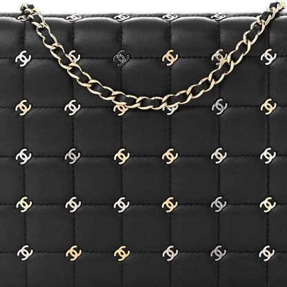Chanel Lambskin Chocolate Bar Piercing CC Studded Small Chain Flap Bag Black 8 of 10