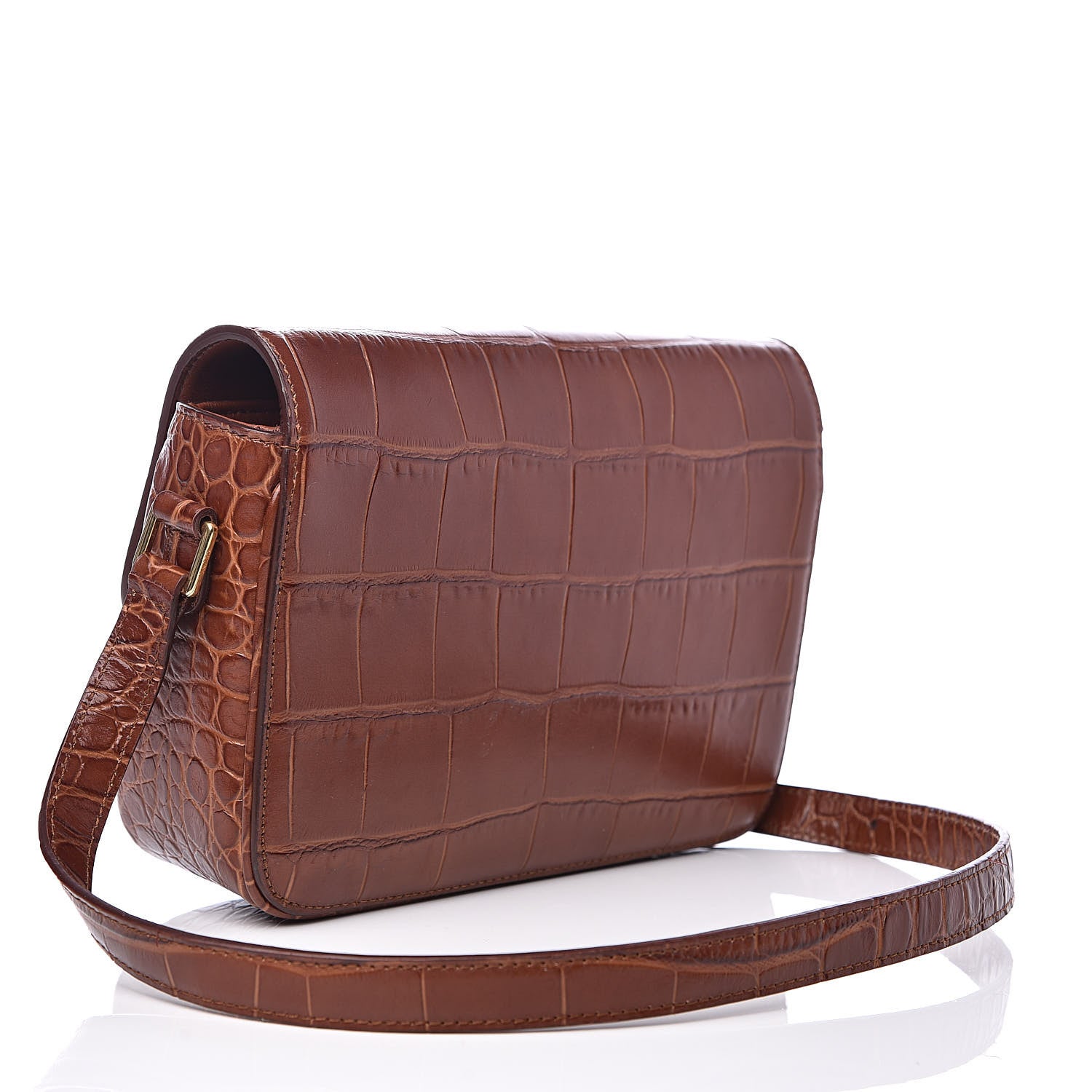 Celine Calfskin Crocodile Embossed Medium Tassel Bag Tan 3 of 12
