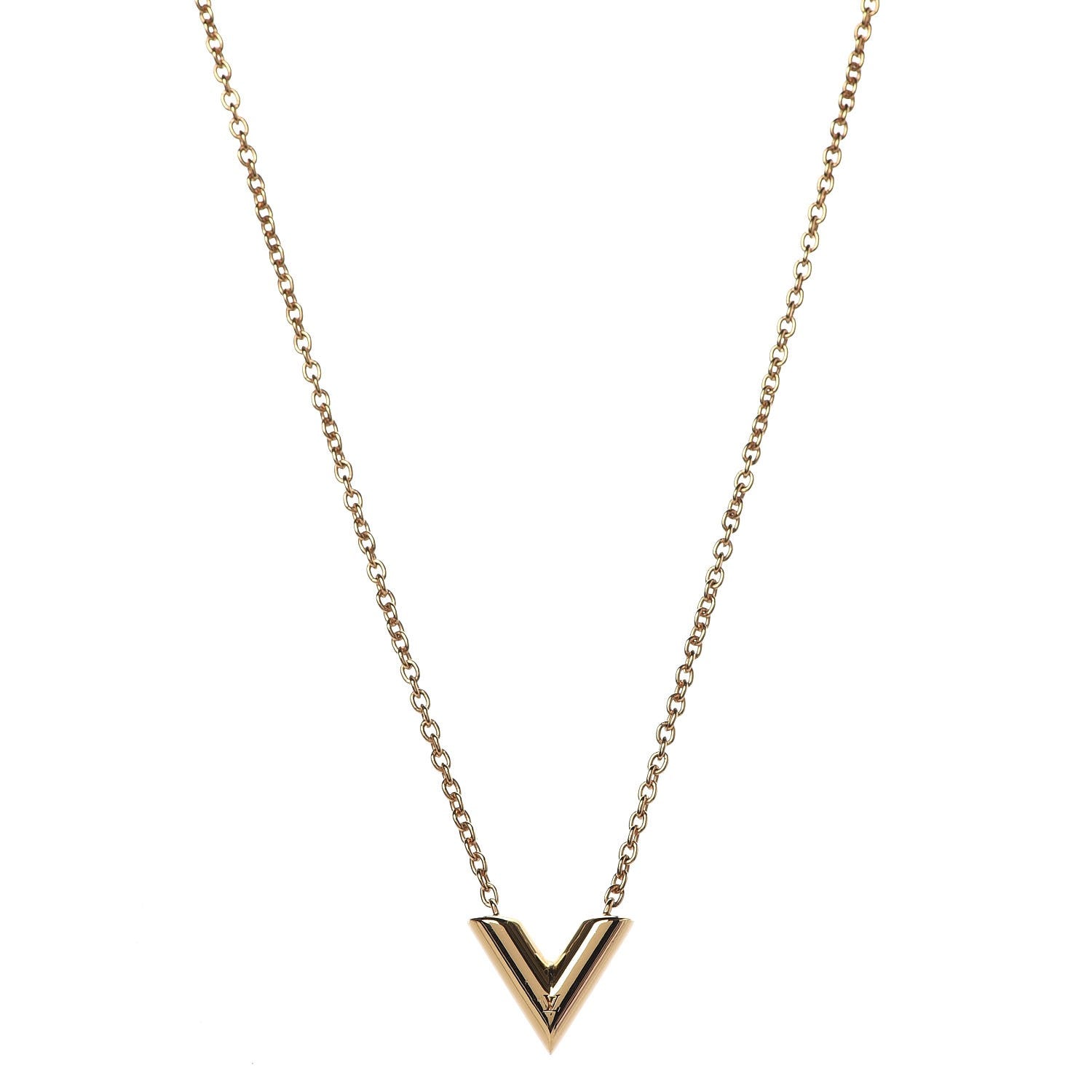 Louis Vuitton Essential V Necklace Gold 1 of 7