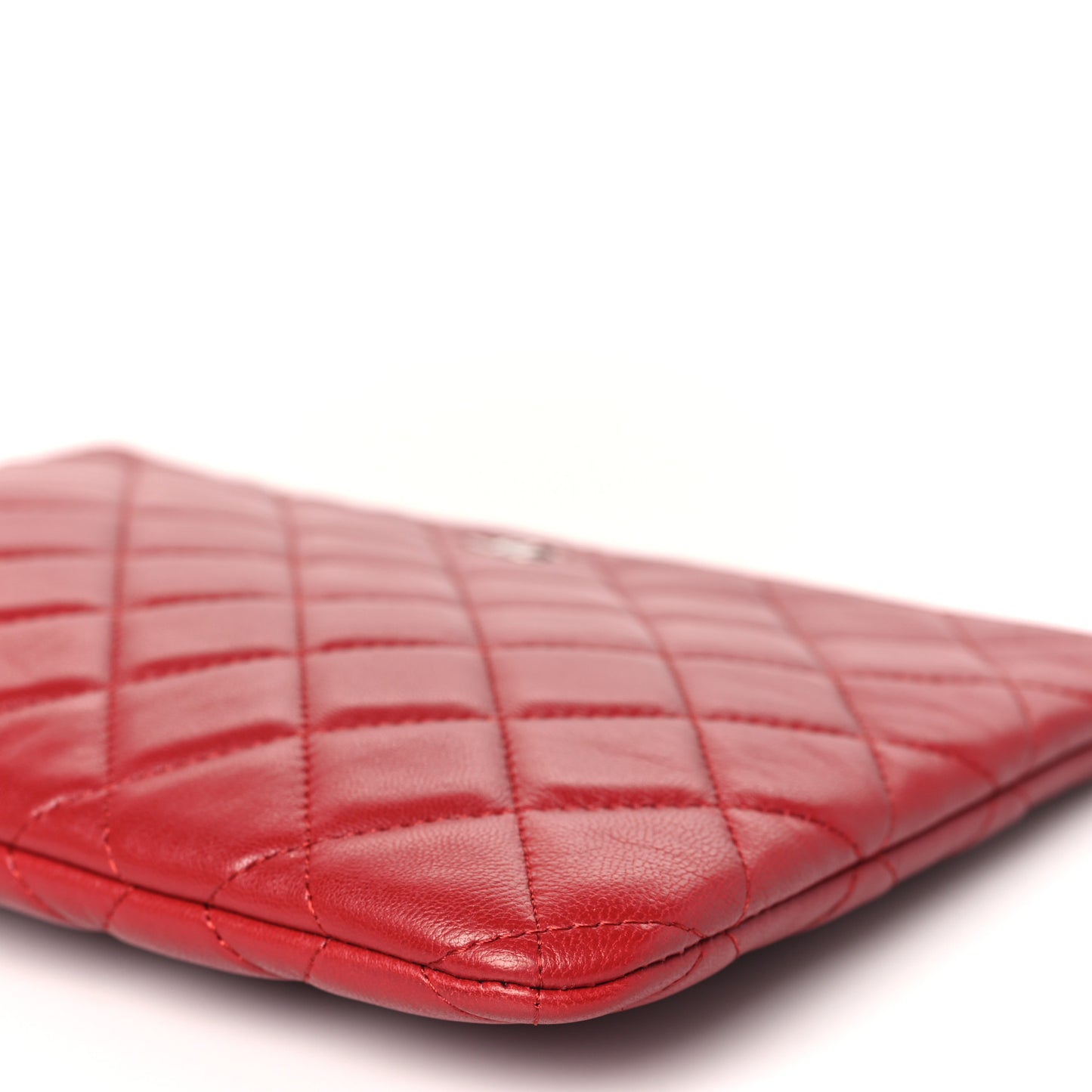 Lambskin Quilted Medium Cosmetic Case Red