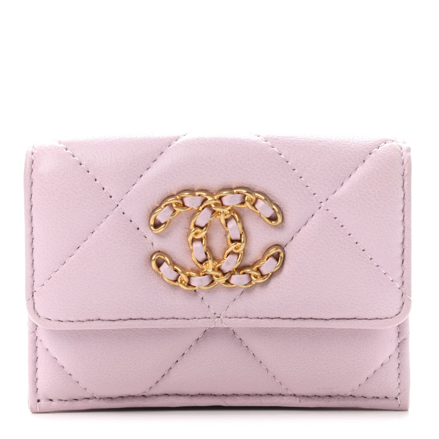 Goatskin Quilted Chanel 19 Flap Wallet Pink