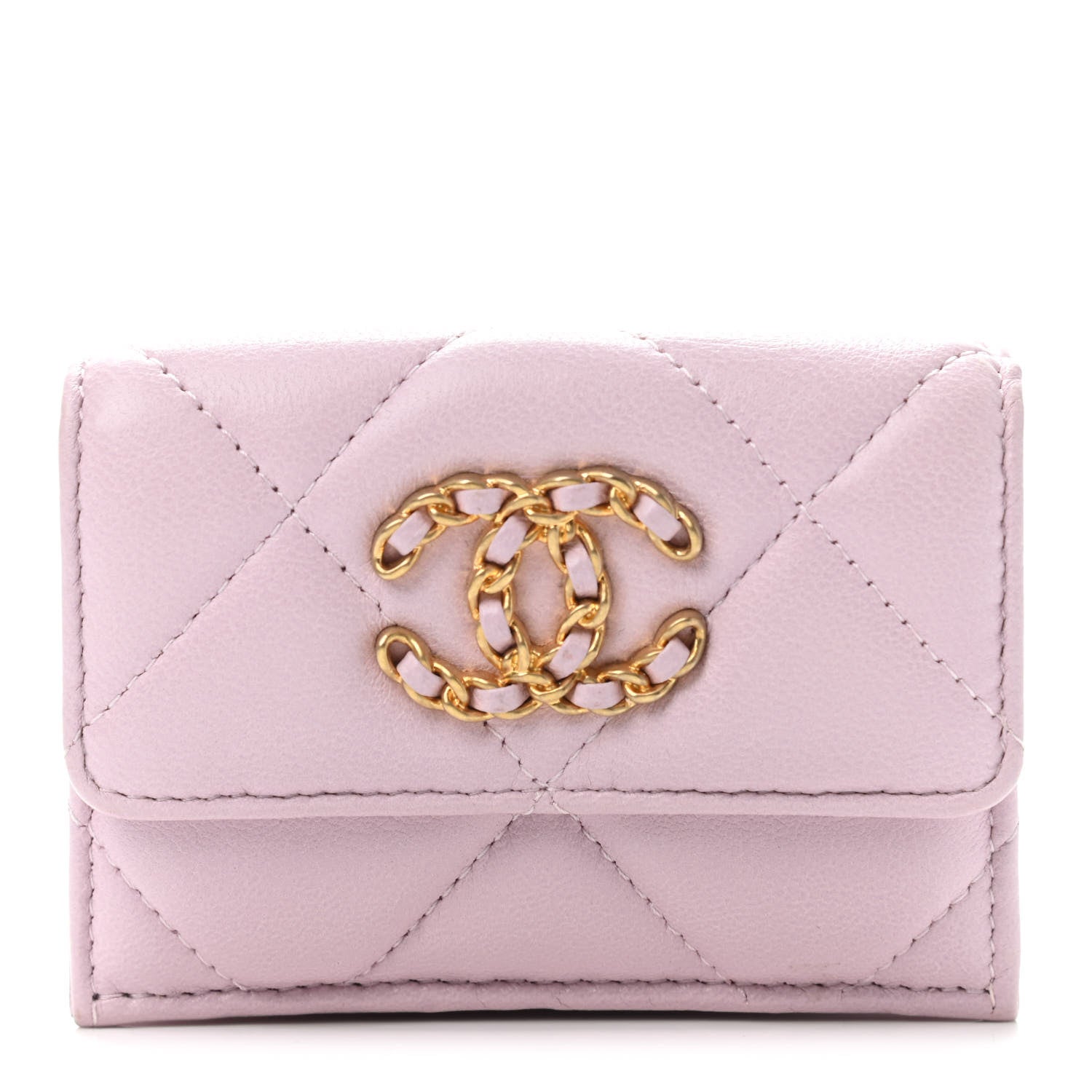 Chanel Goatskin Quilted Chanel 19 Flap Wallet Pink 1 of 5