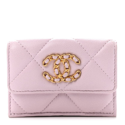 Chanel Goatskin Quilted Chanel 19 Flap Wallet Pink 1 of 5